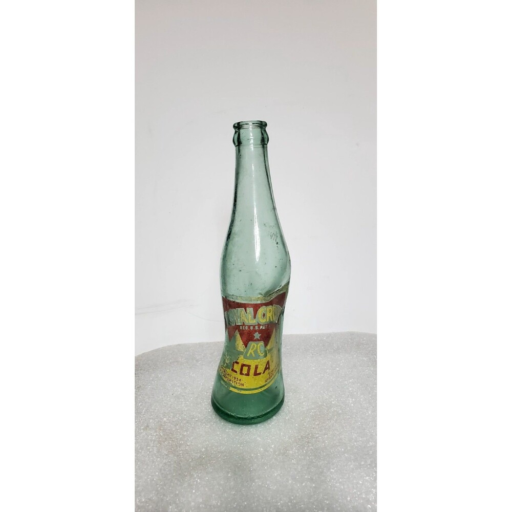 1936 Royal Crown Cola Unique Shape Glass Bottle Vintage RC Collectible Antique